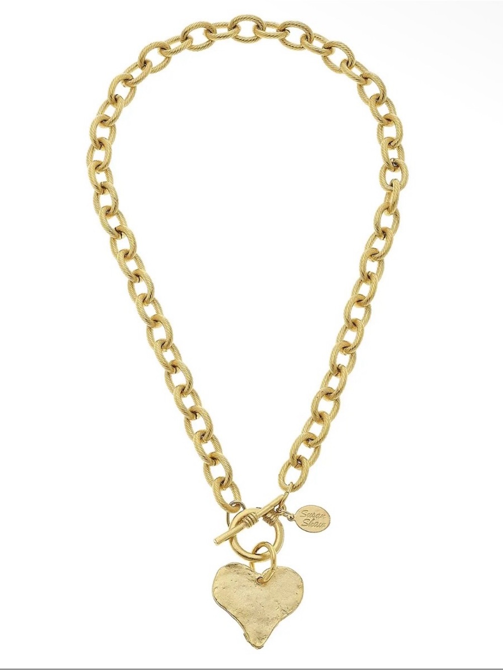 Gold Heart Pendant Toggle Chain Necklace